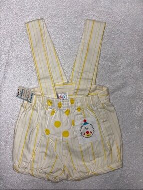 Nwt offspring Yellow Stripe  clown Suspender Bloomers shorts overalls unisex 12m